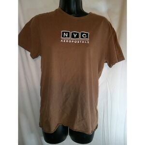 Aeropostale NYC Graphic‎ Tee Short Sleeve Casual Brown T-Shirt Small